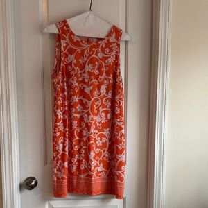 Vince Camuto Orange and White Floral Mini Dress